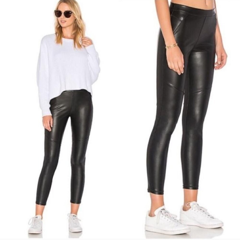 FREE PEOPLE Black Faux Leather Leggings